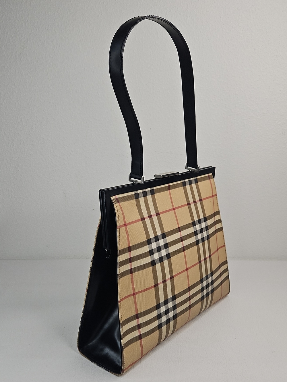 Authentic Burberry Vintage Nova Check Framed Shoulder Bag Classic Plaid - Picture 4 of 15